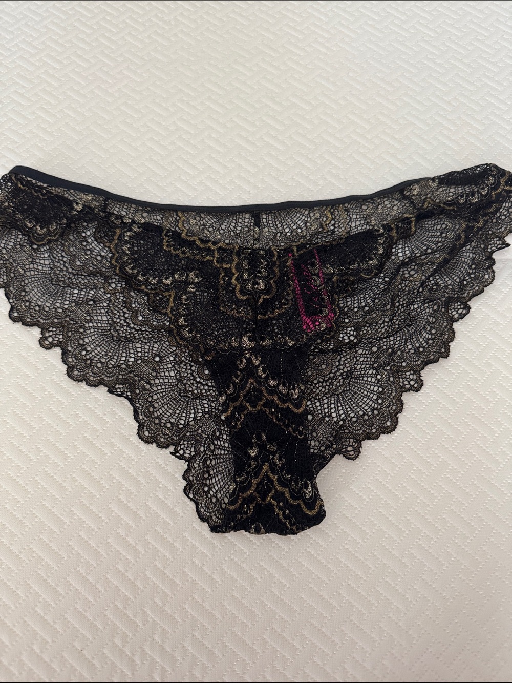 La SENZA Black Lace Bikini Brief with Gold Detail